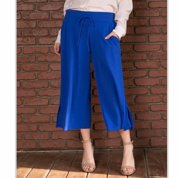 NEW•XL•SUGARED + BRONZED• ELECTRIC BLUE WIDE LEG PANTS WITH POCKETS - Picture 2 of 15